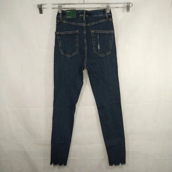 Wild Fable Highest Rise Skinny Ripped Jeans Women Size 2  26 Dark Wash Distress - Picture 4 of 10